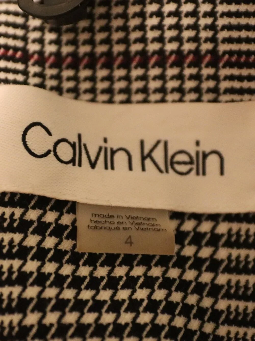 Calvin Klein Single Button Plaid Longline Blazer Tailored Slim Fit Size 4